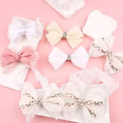Diadema infantil lazo de encaje elástico para niñas
