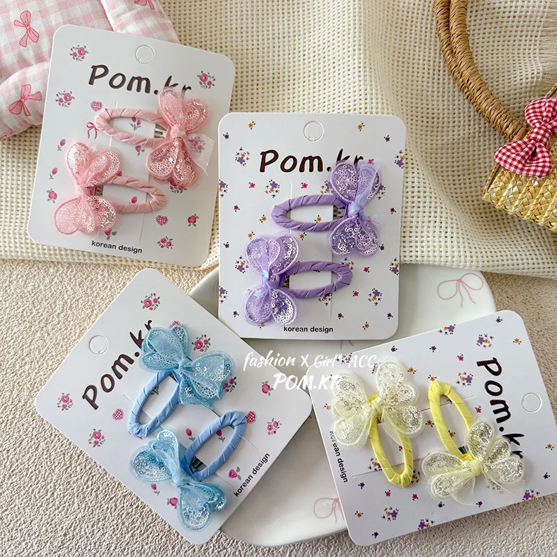 Pinzas de pelo infantiles con lazos y brillo de lentejuelas - imagen 5