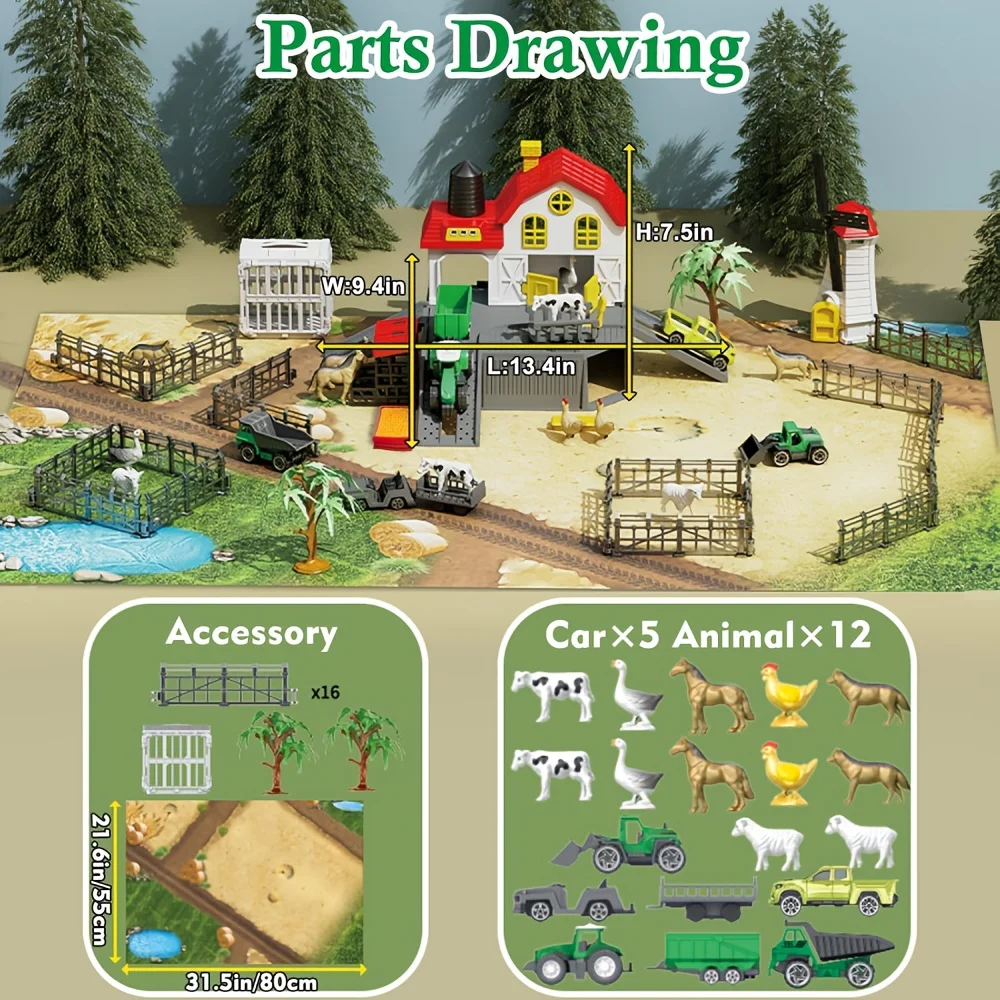 Juguete educativo granja con figuras animales y tractor - imagen 2