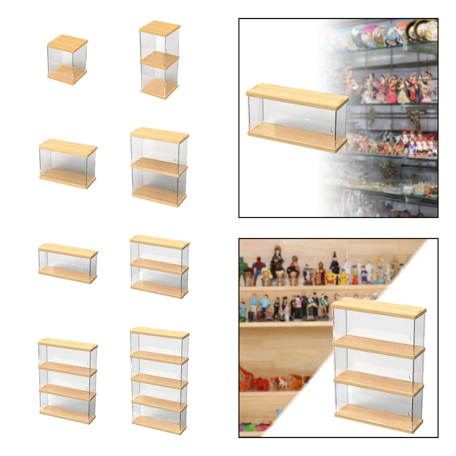 Vitrina de acrílico transparente para muñecas con base de madera - imagen 2