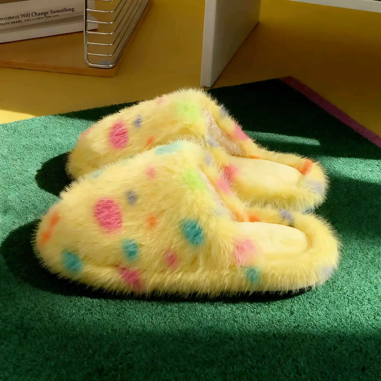 Zapatillas de casa mullidas de piel sintética calientes para niñas - imagen 2