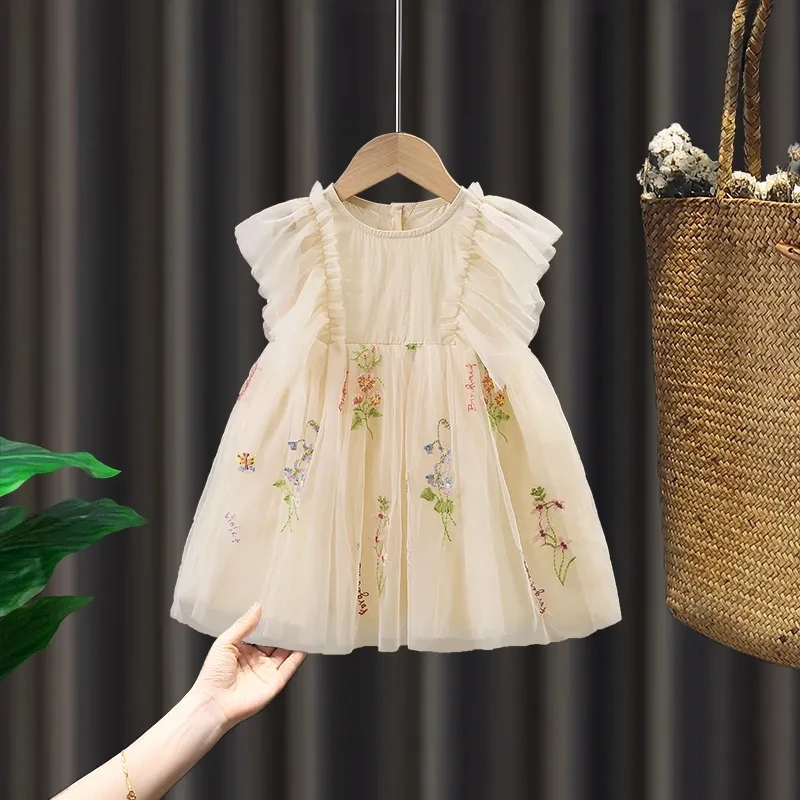 Departamento Mori vestido de tul con bordado floral para niña - imagen 3