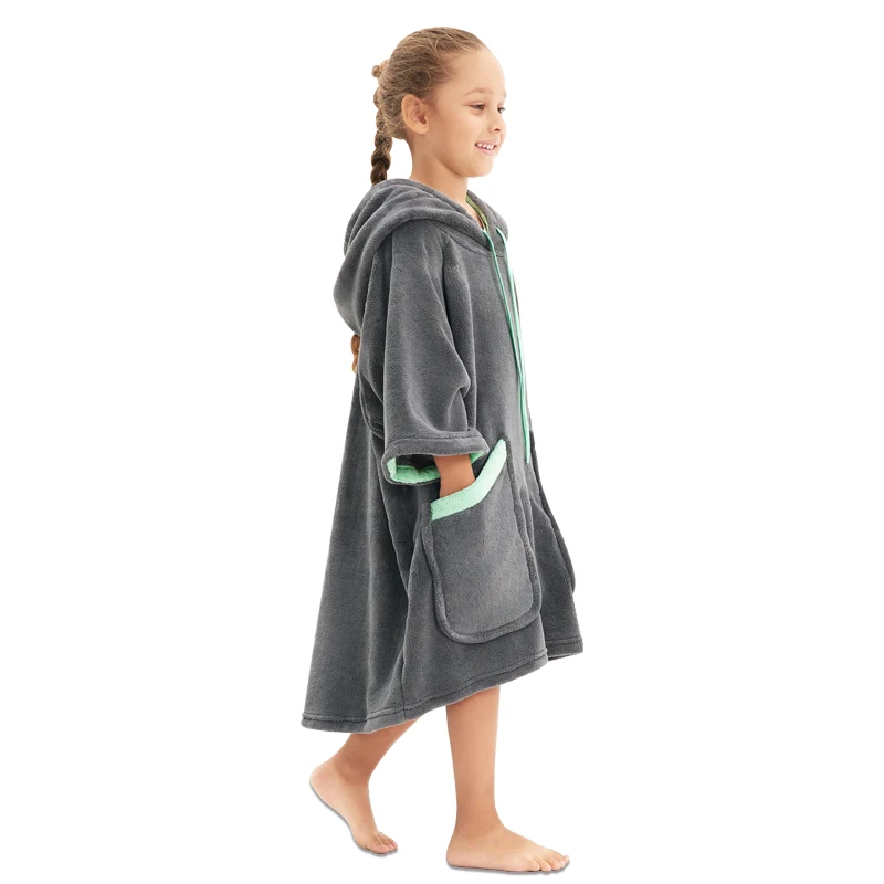 Poncho toalla con capucha absorbente para niños y niñas de playa - imagen 3