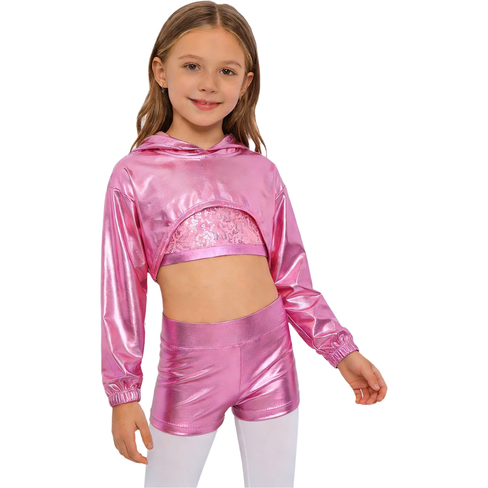 Traje hip-hop para niñas con lentejuelas metálicas - imagen 2