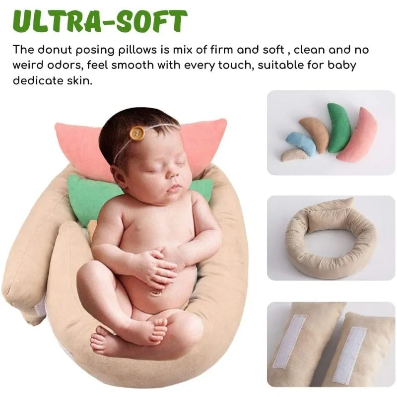 Juego de accesorios para fotos de recién nacido con almohada Donut