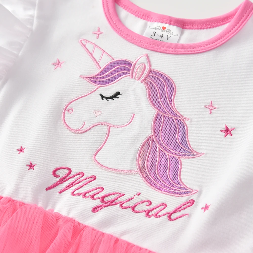 DXTON Vestido princesa unicornio algodón capas - imagen 5