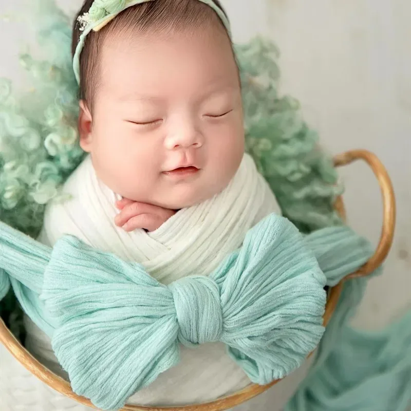 Envoltura elástica algodón suave para fotos de bebé recién nacido - imagen 3