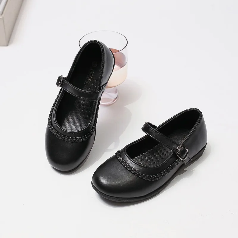Zapatos escolares antideslizantes de piel para niña, retro planos - imagen 3