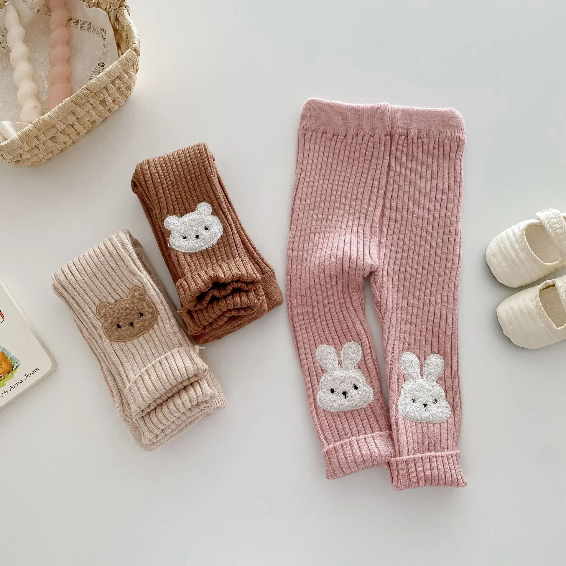 MILANCEL Mallas tejidas otoño – Pantalones bebé con dibujos - imagen 3