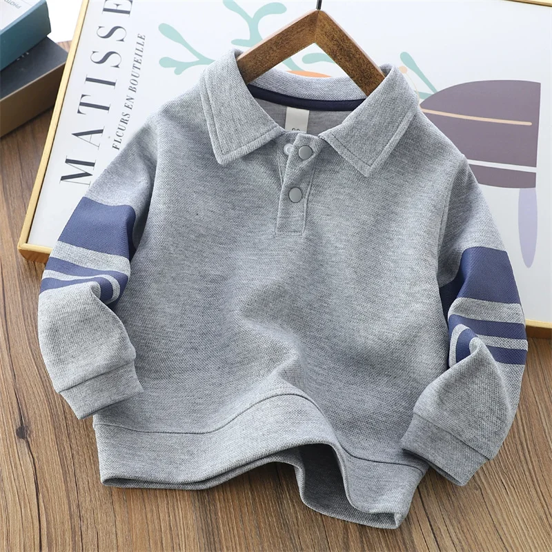 Jersey niño tipo polo de rayas manga larga para otoño - imagen 5
