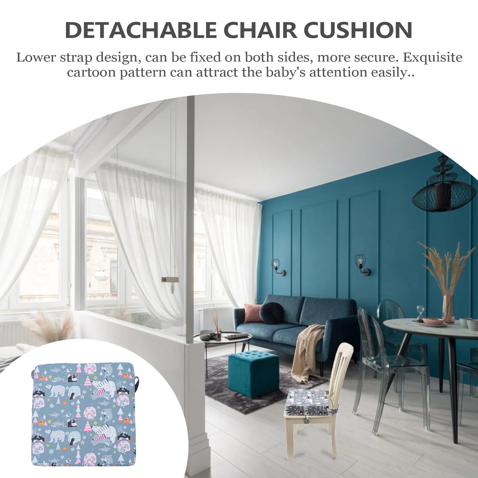 Cojín para silla de comedor infantil extraíble anticaída con dibujos - imagen 2