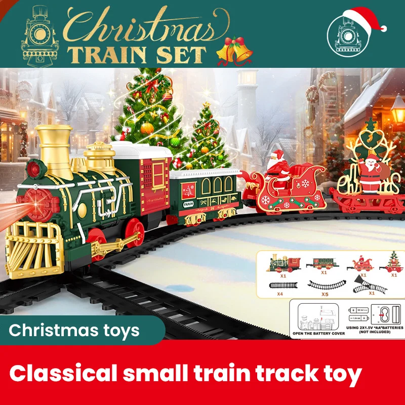 Tren navideño con luz y pista