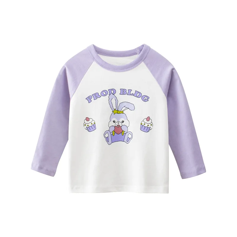 Camiseta de algodón con dibujos animados para niños, manga larga