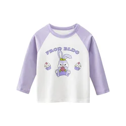 Camiseta de algodón con dibujos animados para niños, manga larga