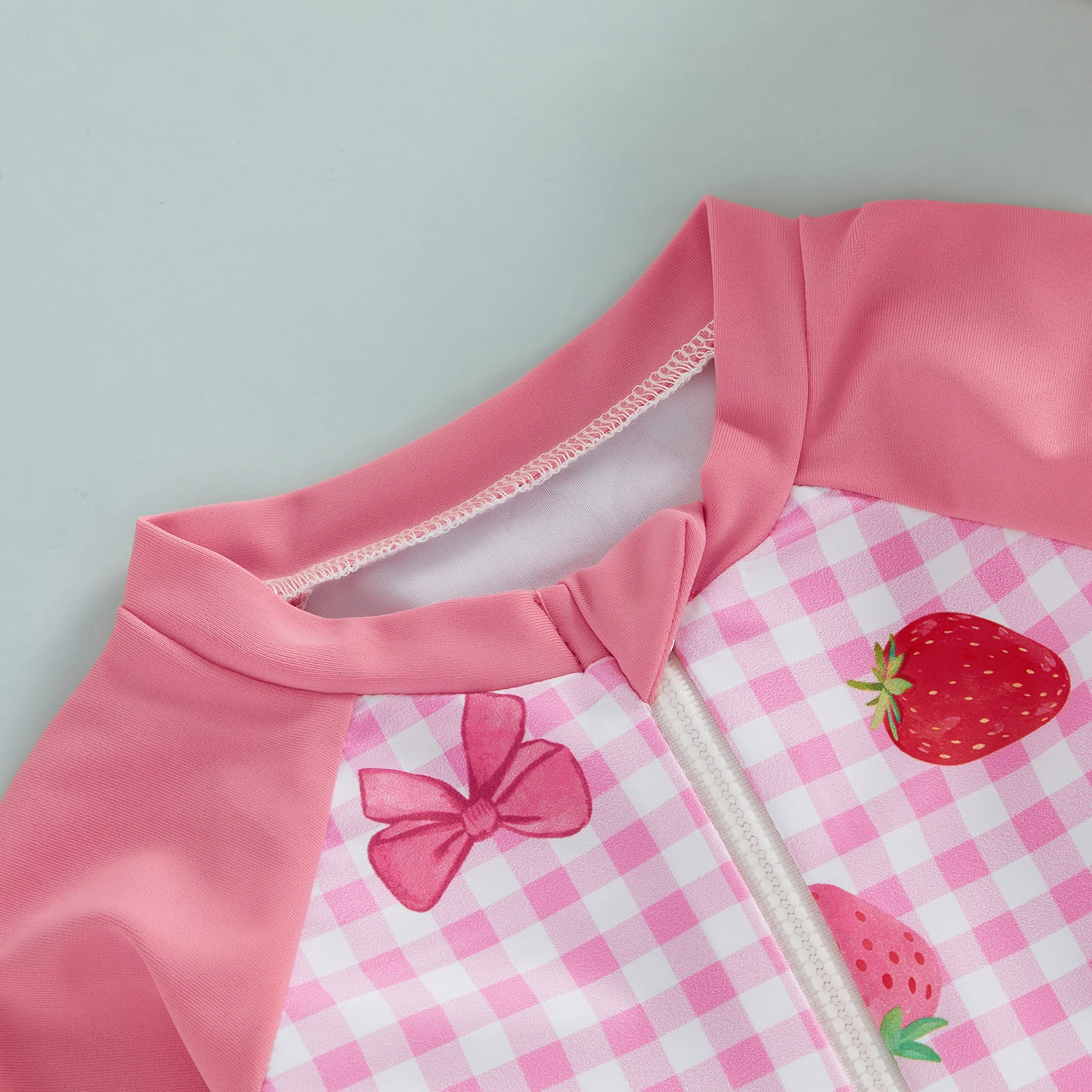 VISgogo traje de baño para niña manga larga con sombrero fresa