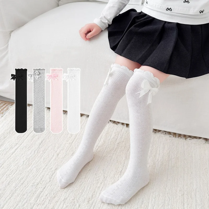 Calcetines altos finos de algodón con lazo para niña, verano - imagen 5