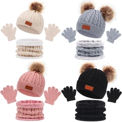 Gorro de invierno con pompón para bebé – Conjunto bufanda y guantes