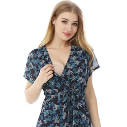 Vestido de lactancia de gasa con cintura ajustable y holgada