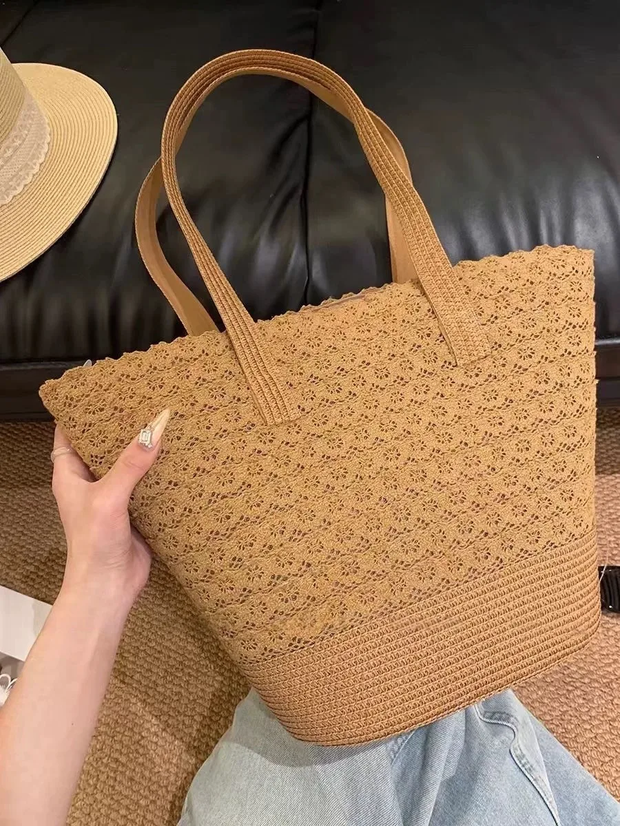 Bolso de paja con encaje y bandolera cruzada para playa - imagen 3