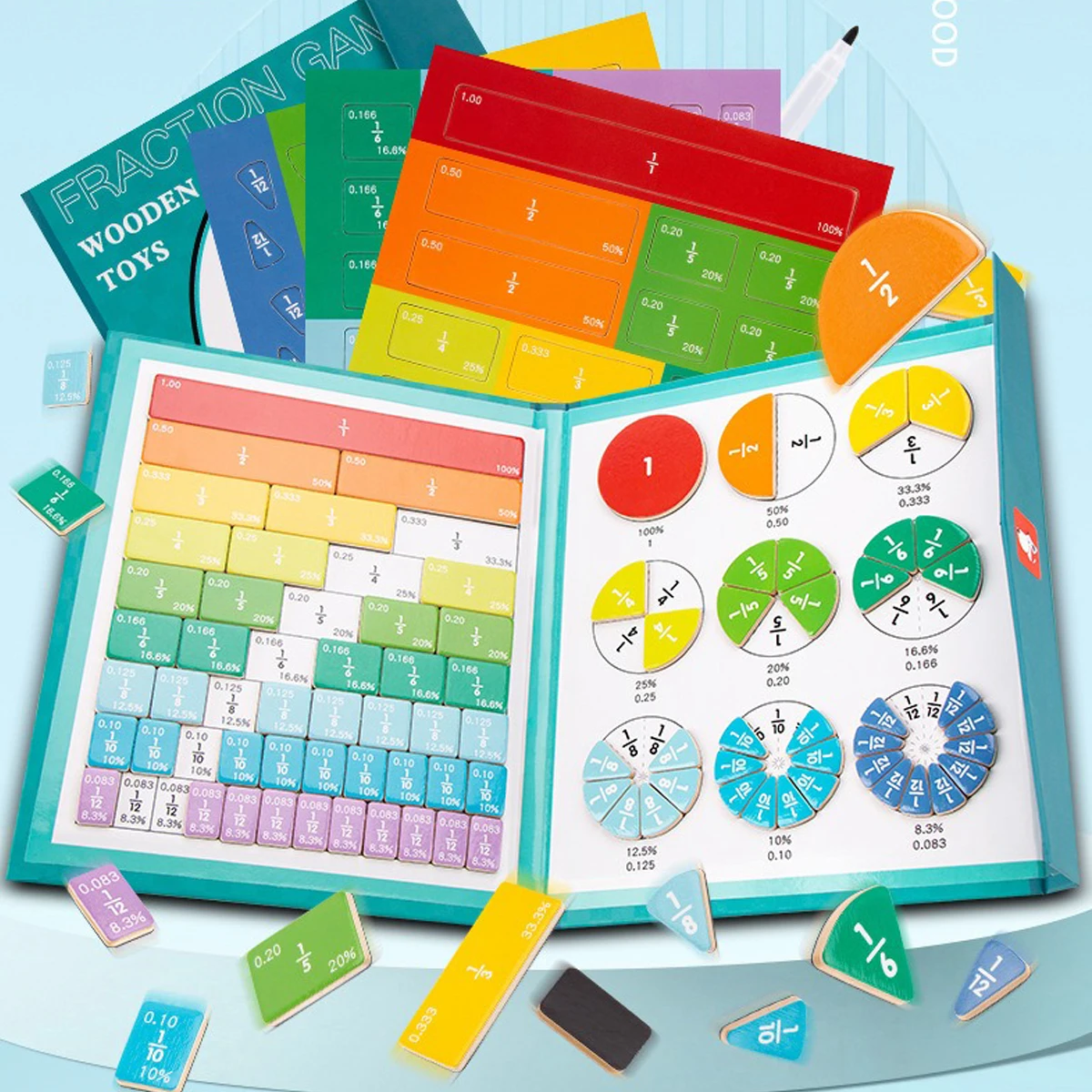 Disco de fracción magnética infantil, juguete educativo de aprendizaje - imagen 5