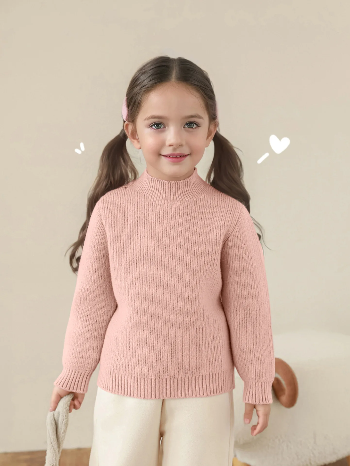 Suéter de terciopelo para niñas en tono suave