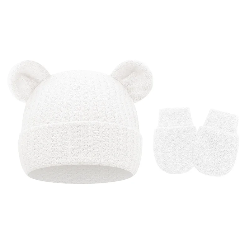 Gorro y guantes de punto para bebé recién nacido – Invierno - imagen 3