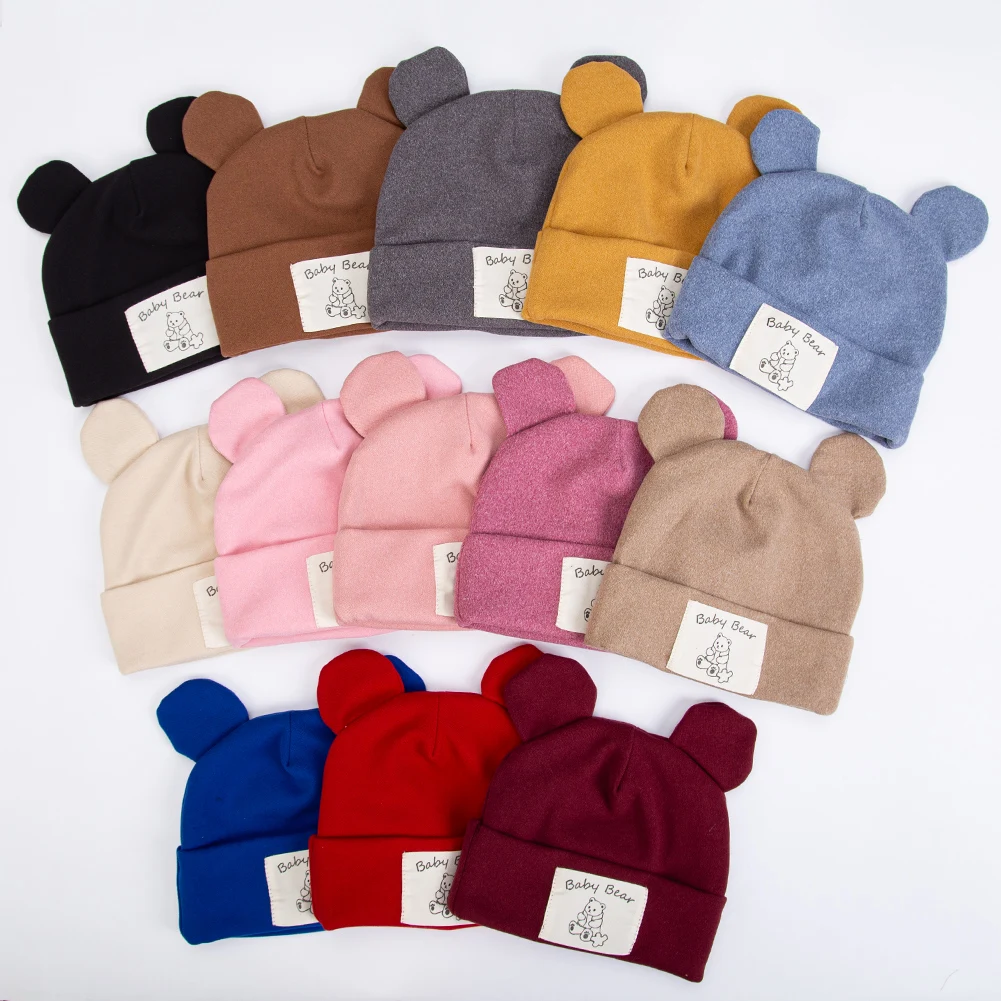 Gorrito bebé turbante con orejas de oso, cálido para invierno - imagen 2