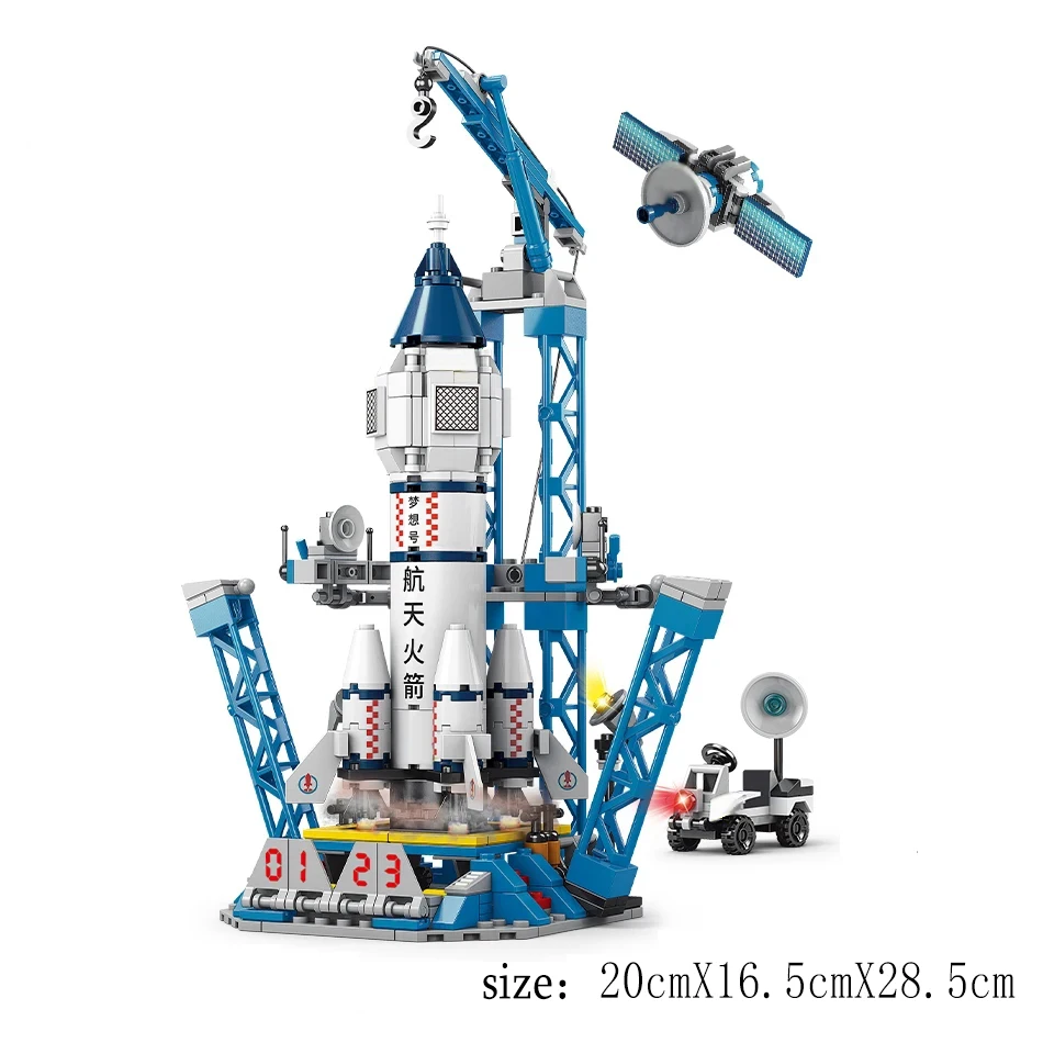 Set de construcción espacial con astronautas y cohete para niños