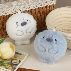 Llavero de peluche foca suave esponjoso para bolso y mochila