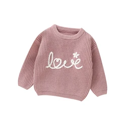Jersey de punto suave para bebé – Rosa, cuello redondo manga larga