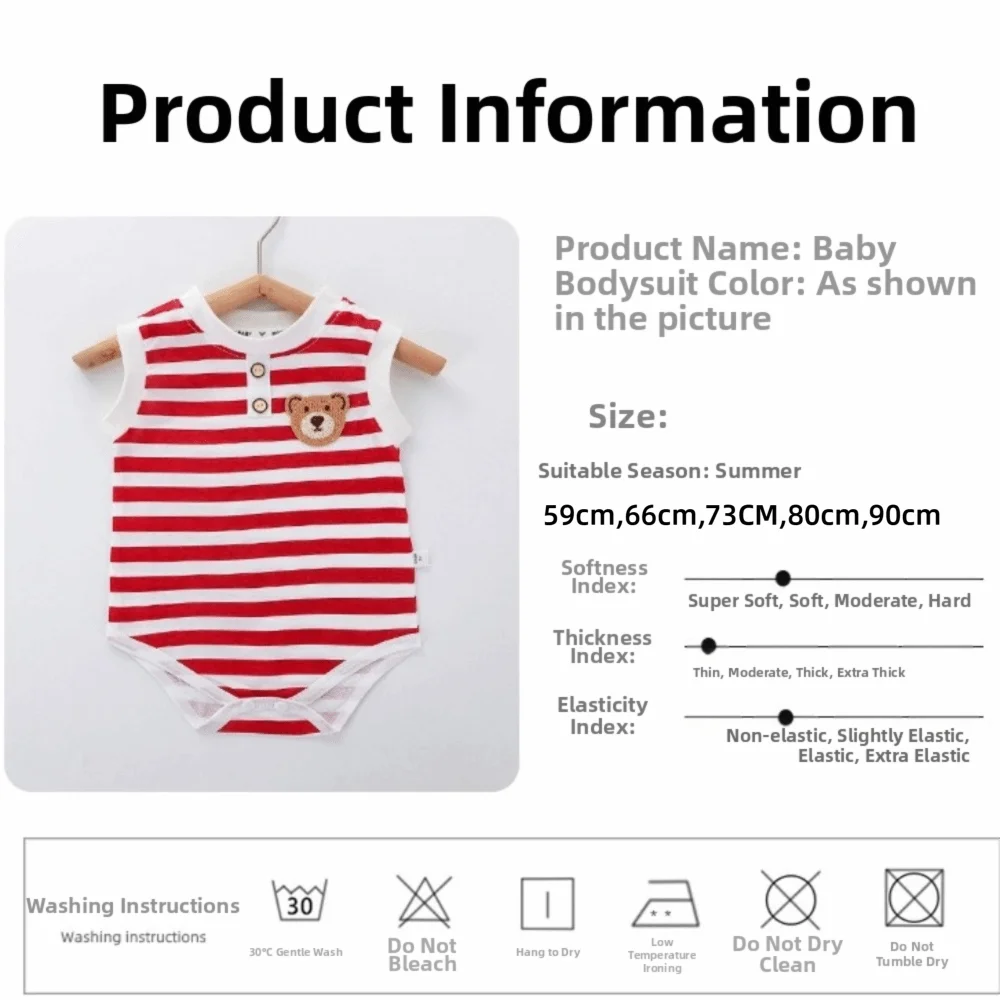 Body de verano para bebé rayas algodón ligero transpirable - imagen 4