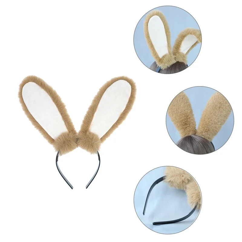 Diadema de conejo con orejas y cola de felpa suave para niños