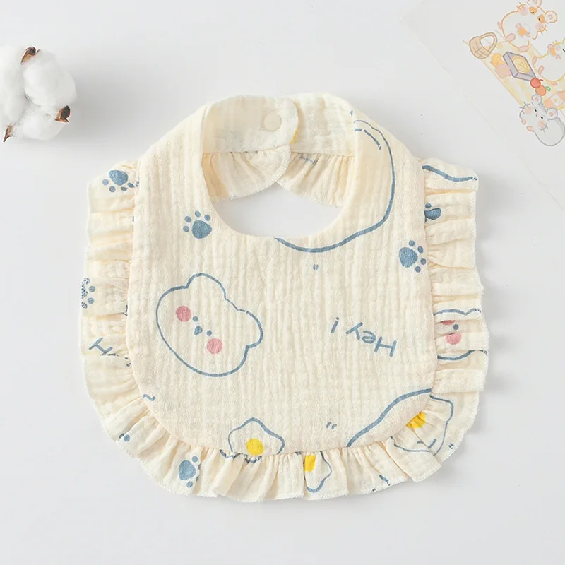 Babero de gasa de algodón con volantes - Estampado floral para bebé