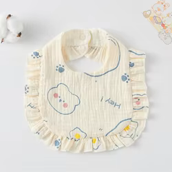 Babero de gasa de algodón con volantes - Estampado floral para bebé