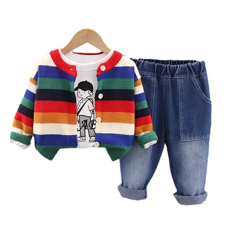 Conjunto otoño para bebé: chaqueta de rayas y pantalón - imagen 4