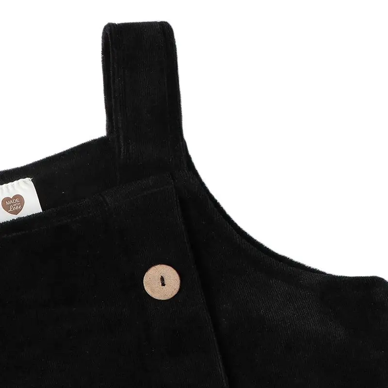 Vestido de tirantes largo terciopelo negro niña – Otoño invierno - imagen 4