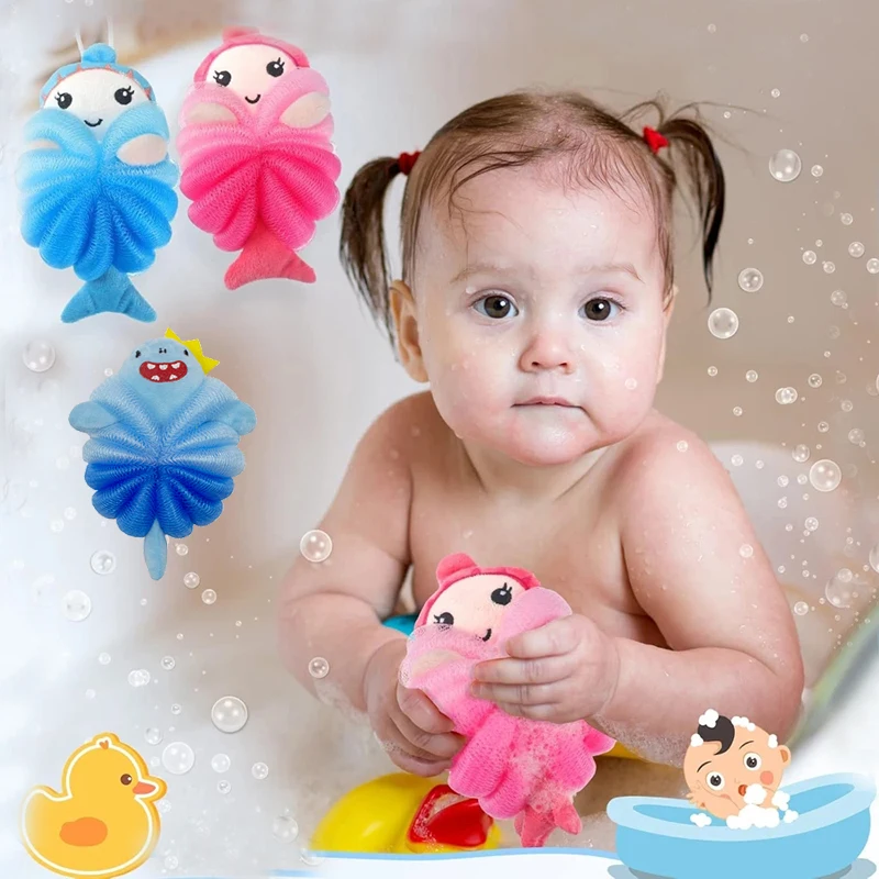 Esponja de baño de unicornio y sirena para niños – Bola de ducha y masaje - imagen 4