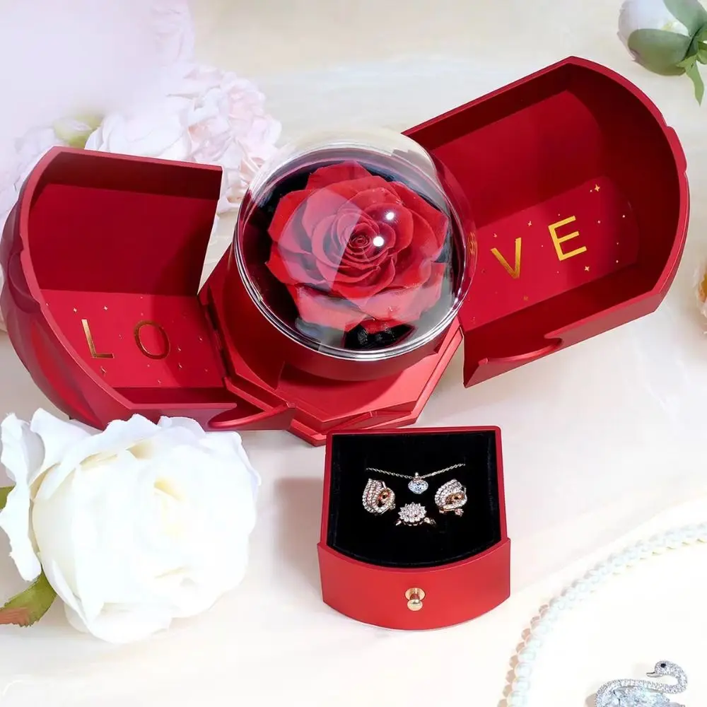 Joyero romántico con flores sorpresa para collar y anillo - imagen 2