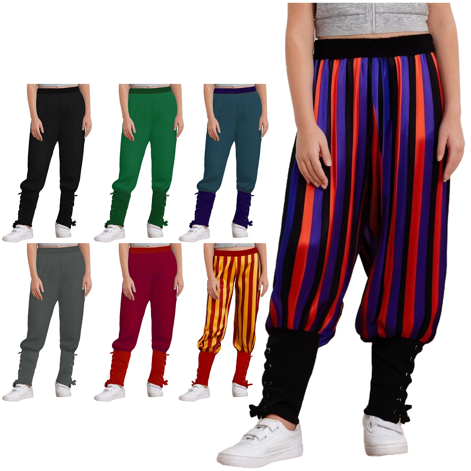 Pantalones de disfraz vikingo para niños con bandas góticas - imagen 4