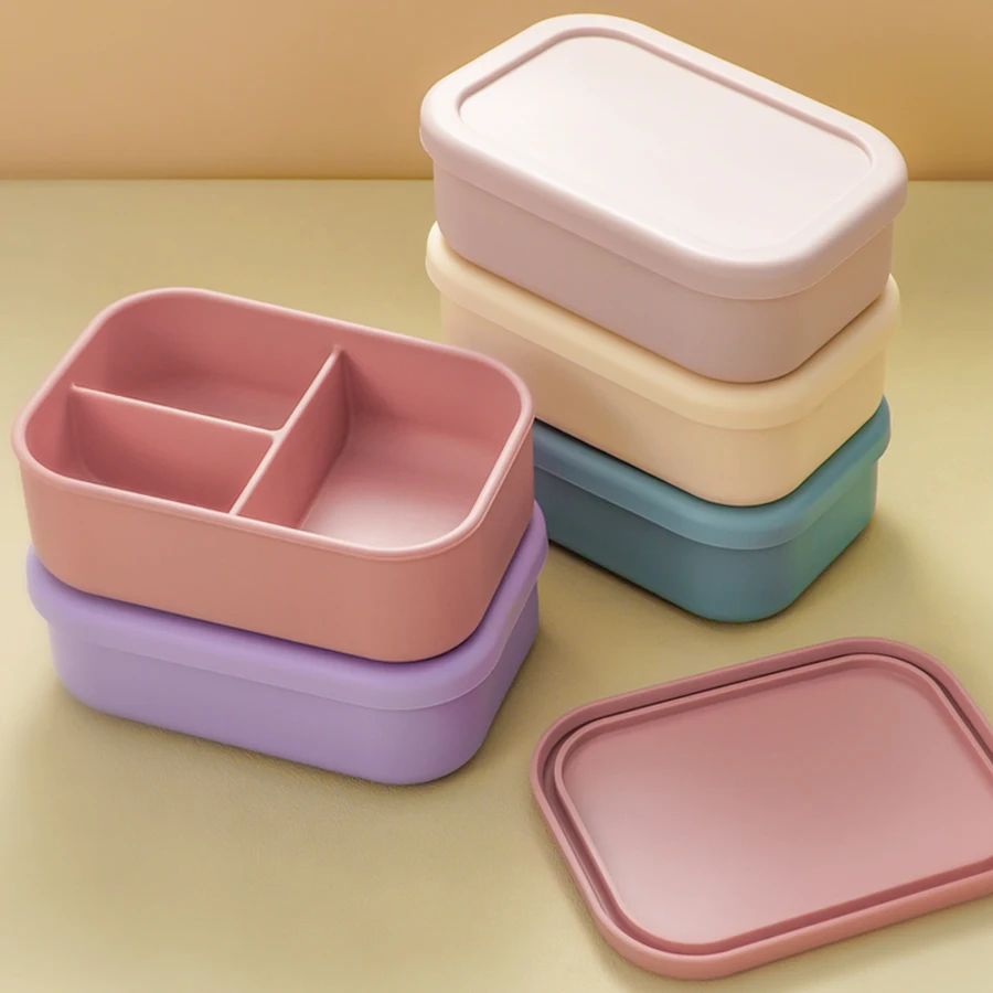 Fiambrera infantil de silicona con tres compartimentos para bebés - imagen 2