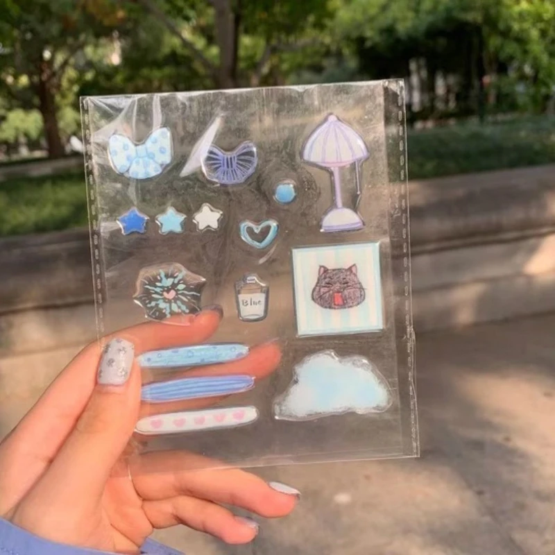 Pegatinas infantiles de gel curativo azul románticas para manualidades - imagen 2