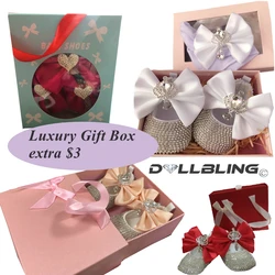 Dollbling zapatos de bebé casual con lazo rosa y strass