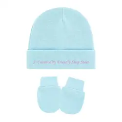 Conjunto gorro y manoplas de algodón suave para recién nacido