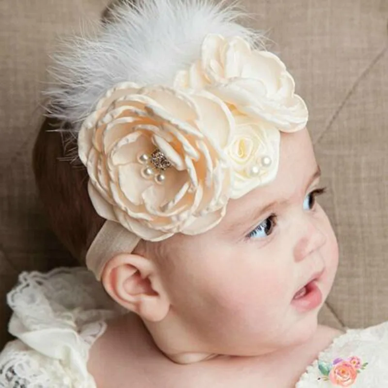 Diadema con flores y perlas para bebé, tocado de princesa - imagen 4