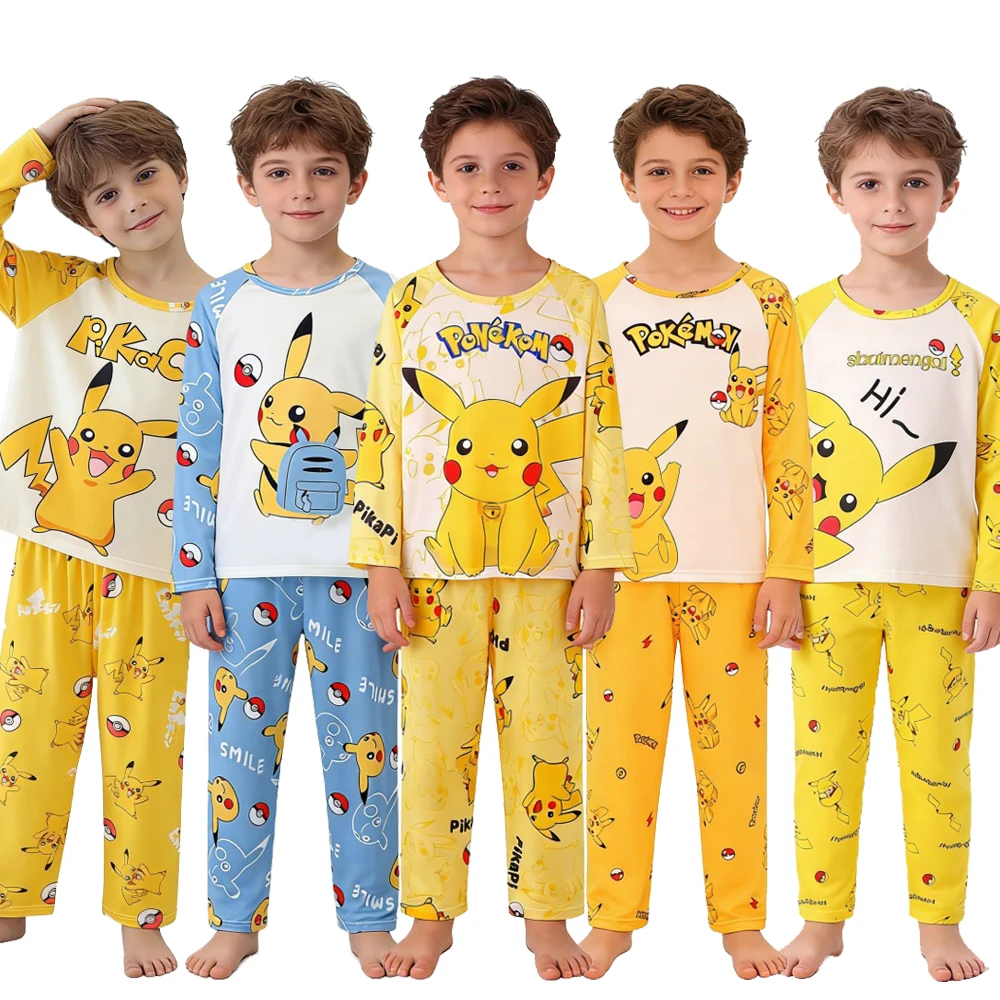 Pikachu: conjunto de pijama infantil manga larga Pokémon suave - imagen 3