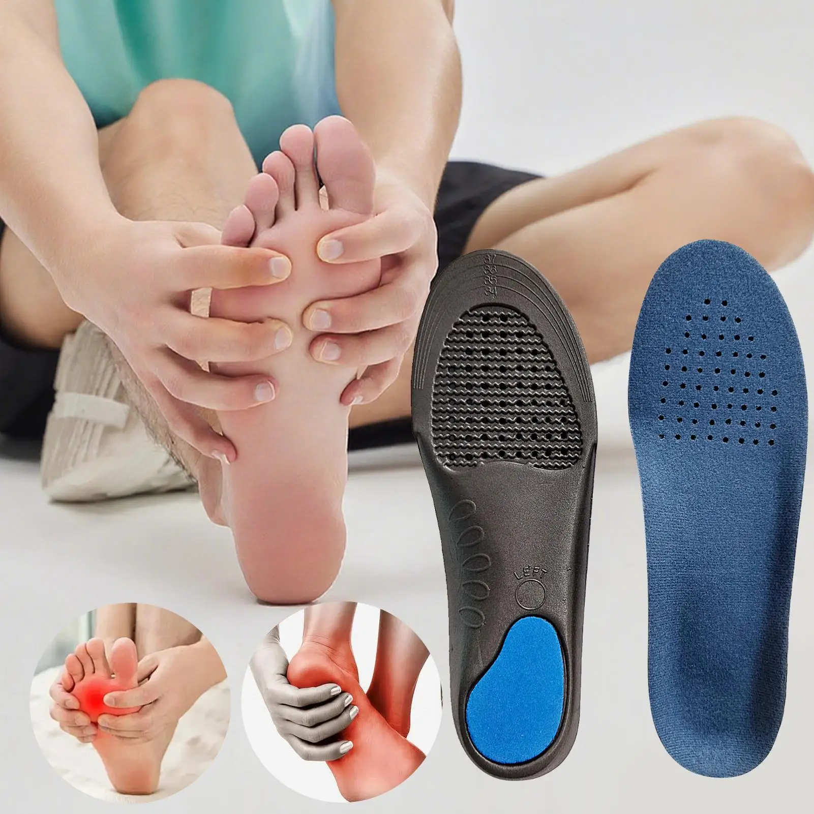 Plantillas ortopédicas de perfil en zapato deportivo