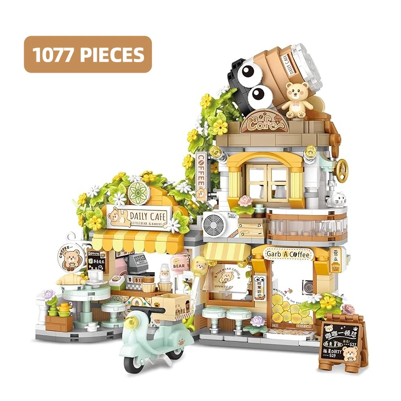 Bloques de construcción Street View Casa Panda cafetería infantil