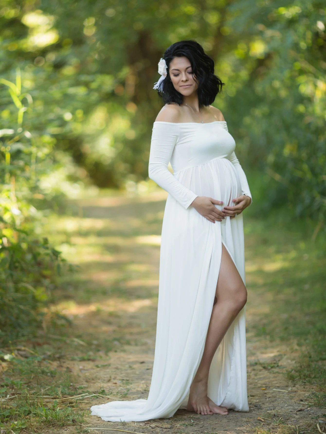 Vestido de maternity con un hombro – Elegante para ocasiones especiales - imagen 5