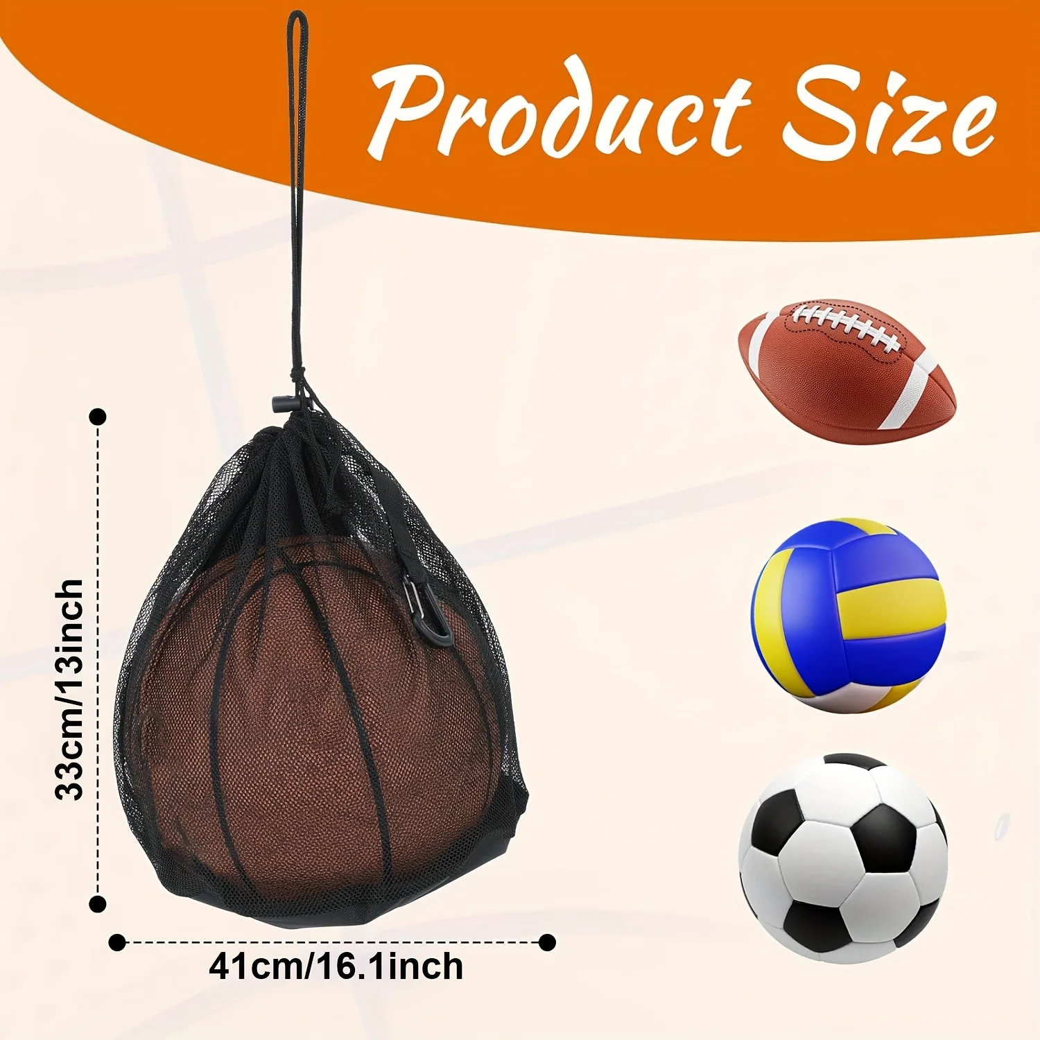 Bolsa de malla para baloncesto plegable con cordón - imagen 2