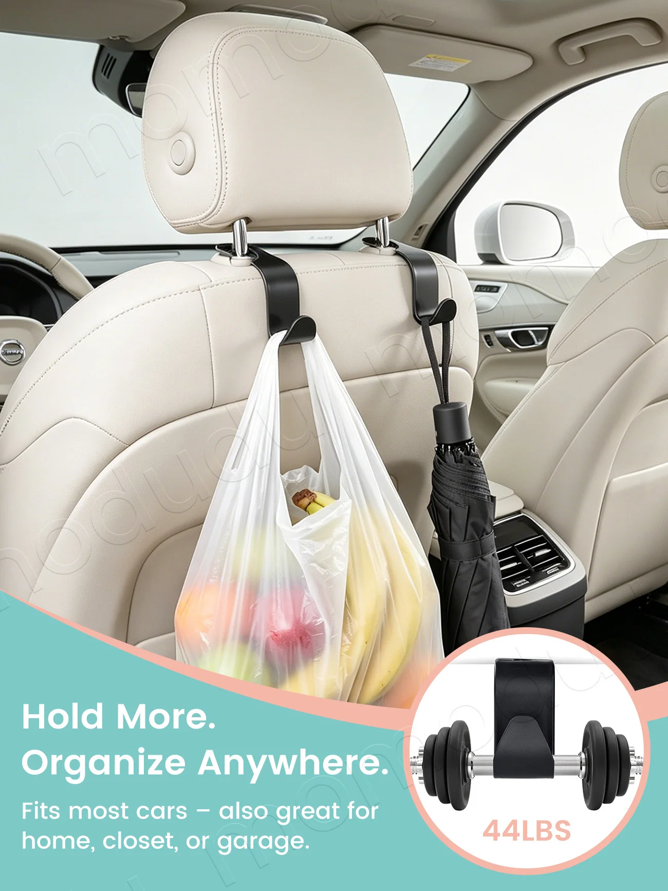 Ganchos para reposacabezas de coche con clips fijadores - imagen 3